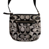 Coach Signature Crossbody Bag – Black & Gray Canvas with Adjustable Strap