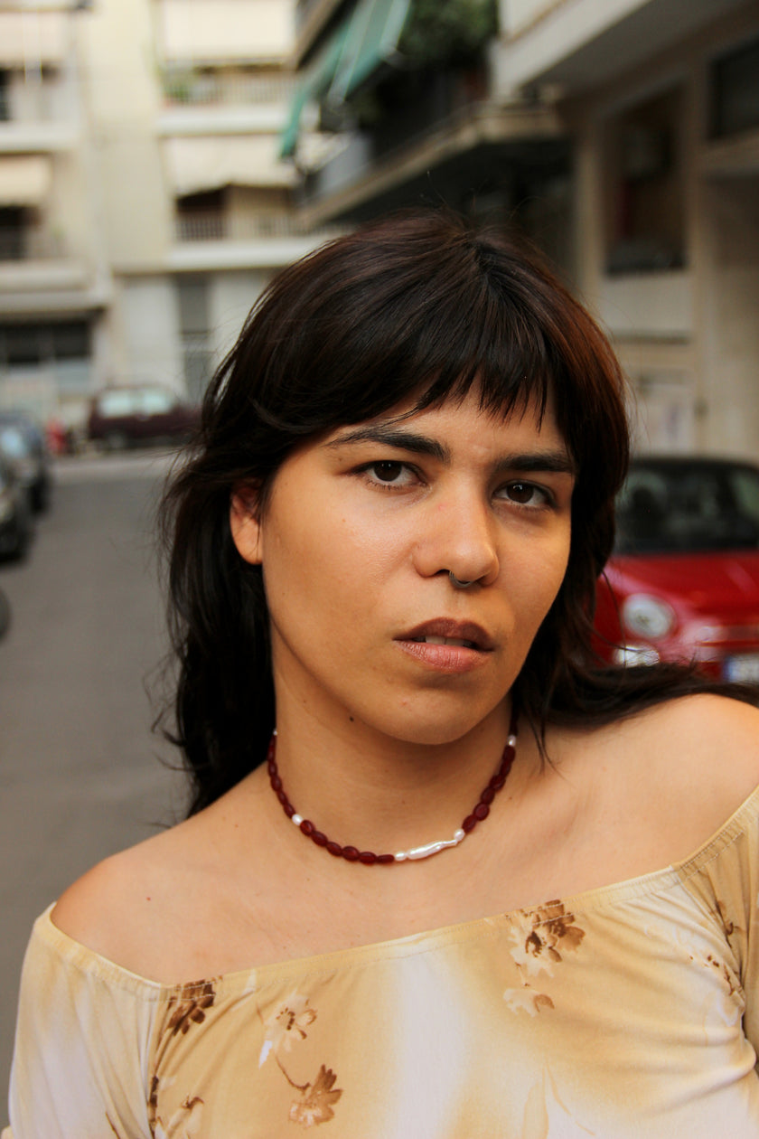 Handmade glass & pearl necklace