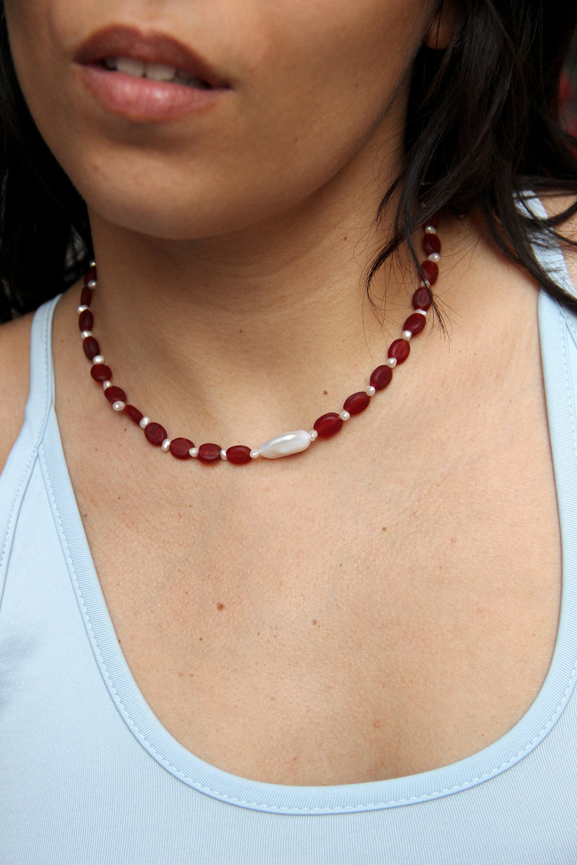 Handmade glass & pearl necklace