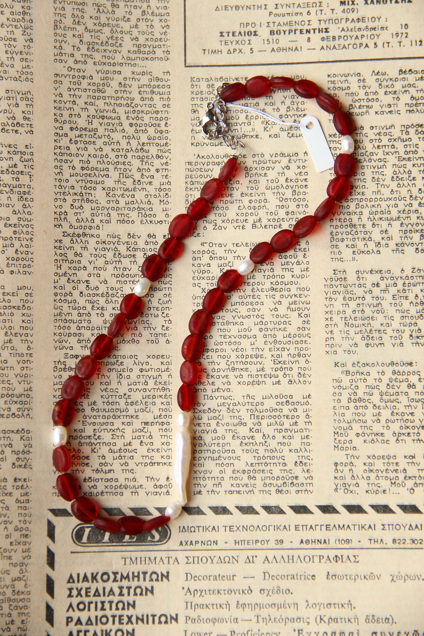 Handmade glass & pearl necklace