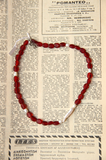 Handmade glass & pearl necklace