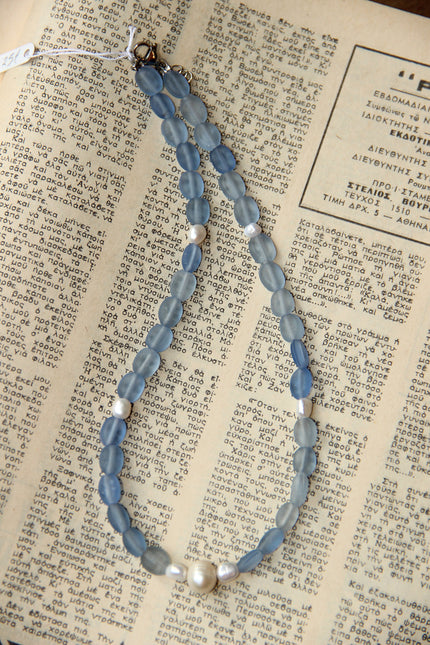 Handmade glass & pearl necklace