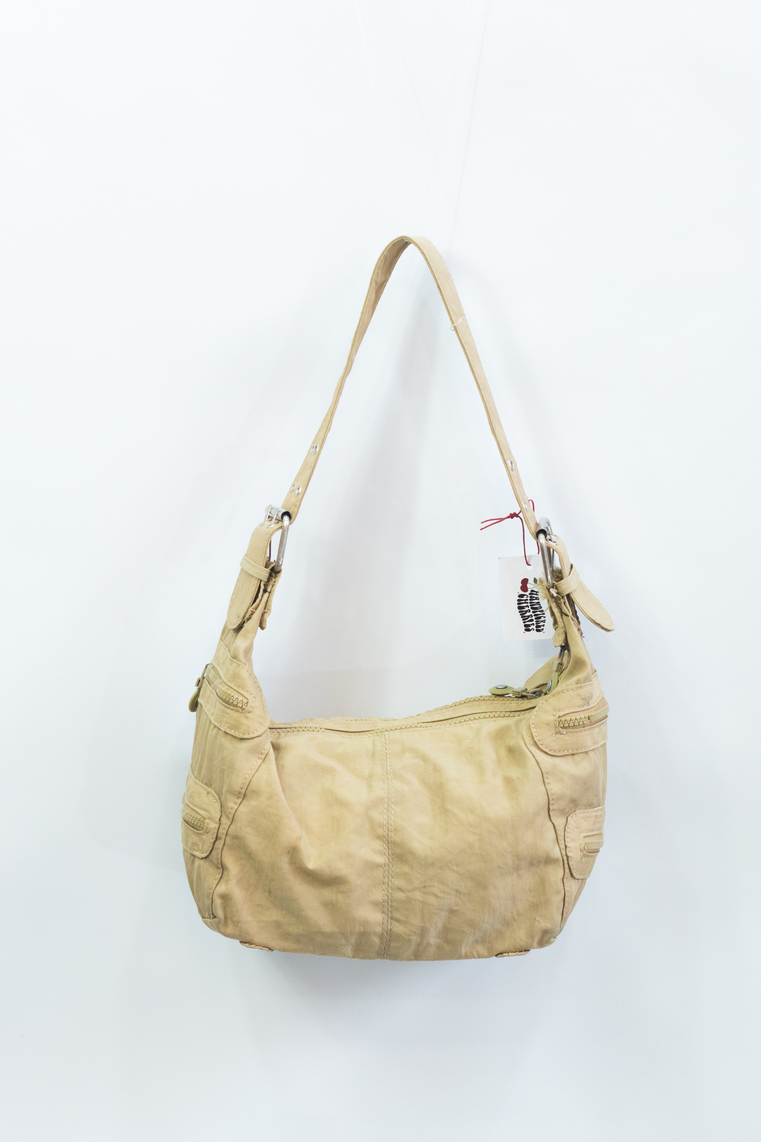 Huanqiu Adjustable Shoulder Bag - Zipper in Beige Color - Light Oil