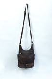Leather dark brown cross body bag