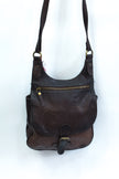 Leather dark brown cross body bag