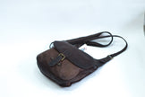 Leather dark brown cross body bag