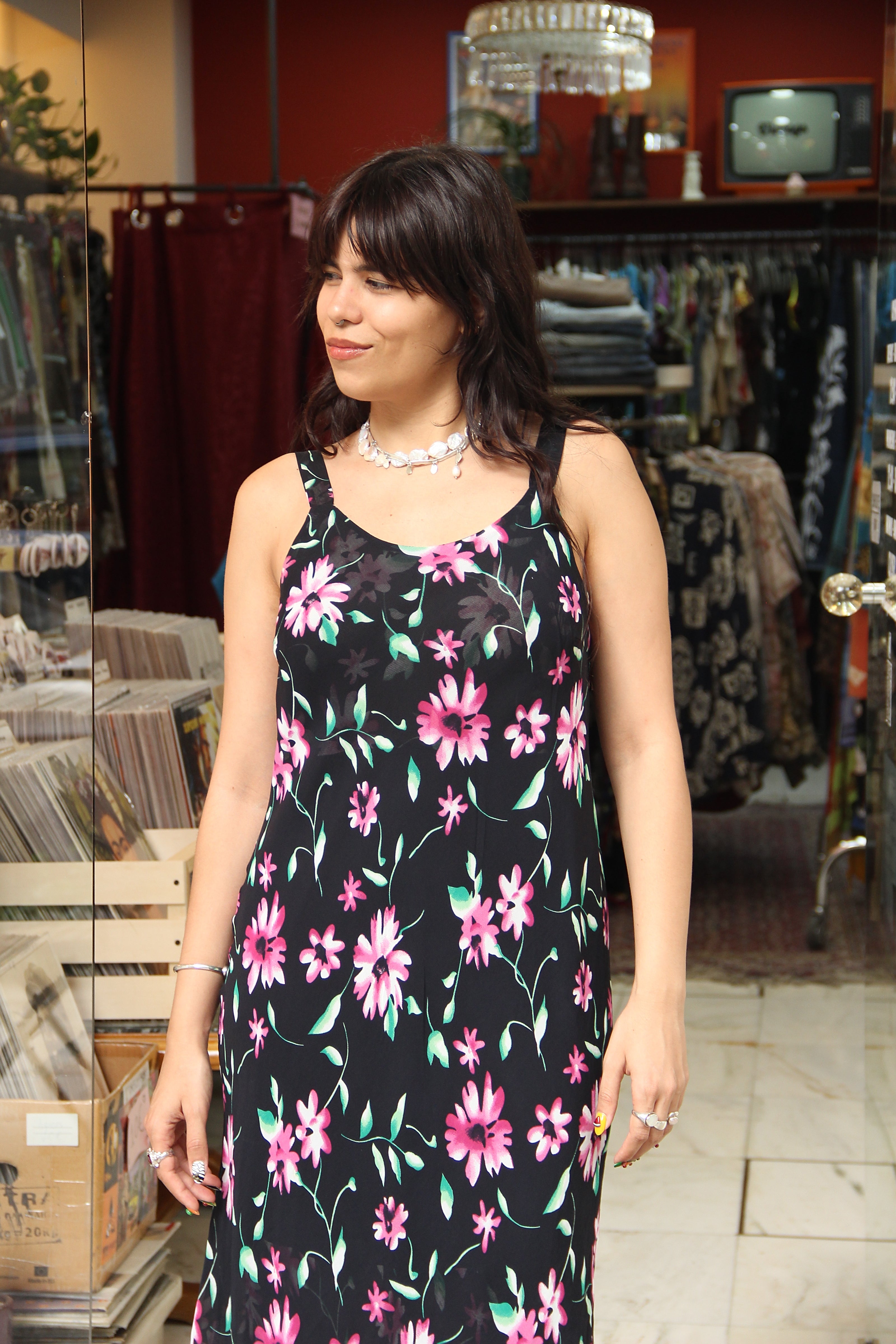 Vintage 90s style floral midi dress (M/L)