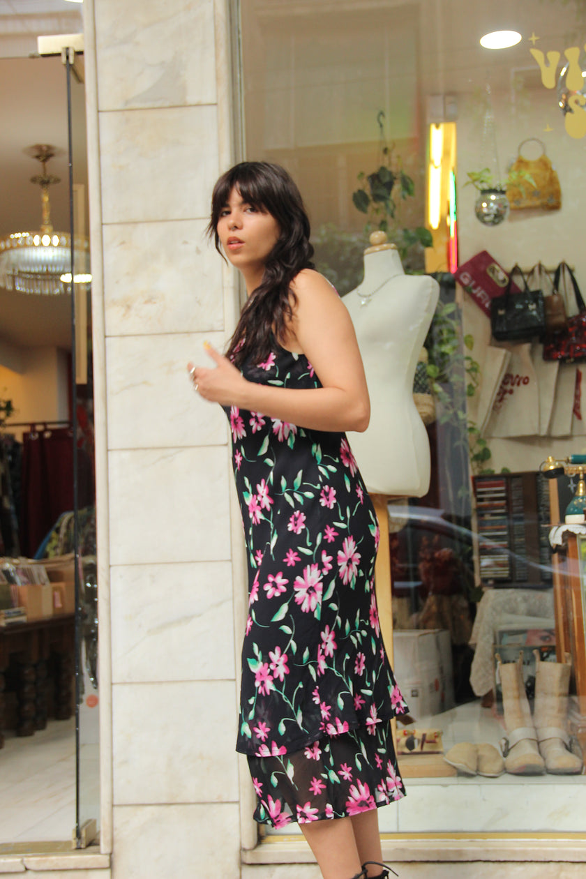 Vintage 90s style floral midi dress (M/L)