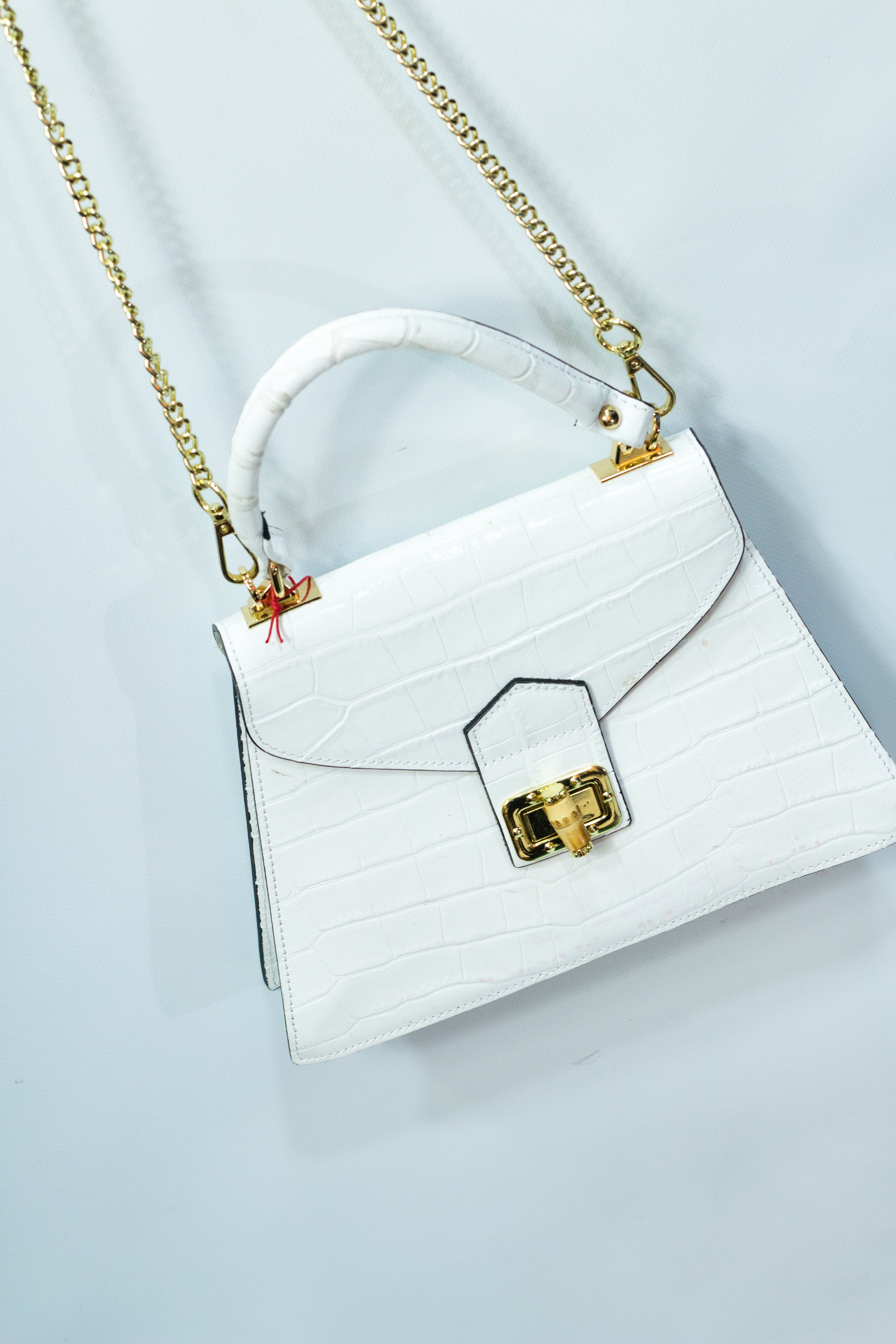 White genuine leather bag
