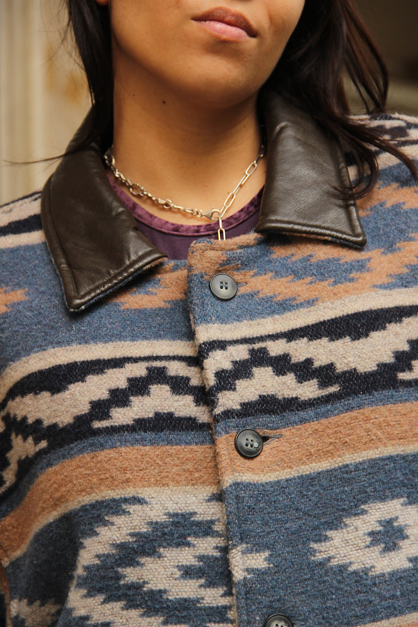 Vintage Men's funky print fleece coat (XXL)