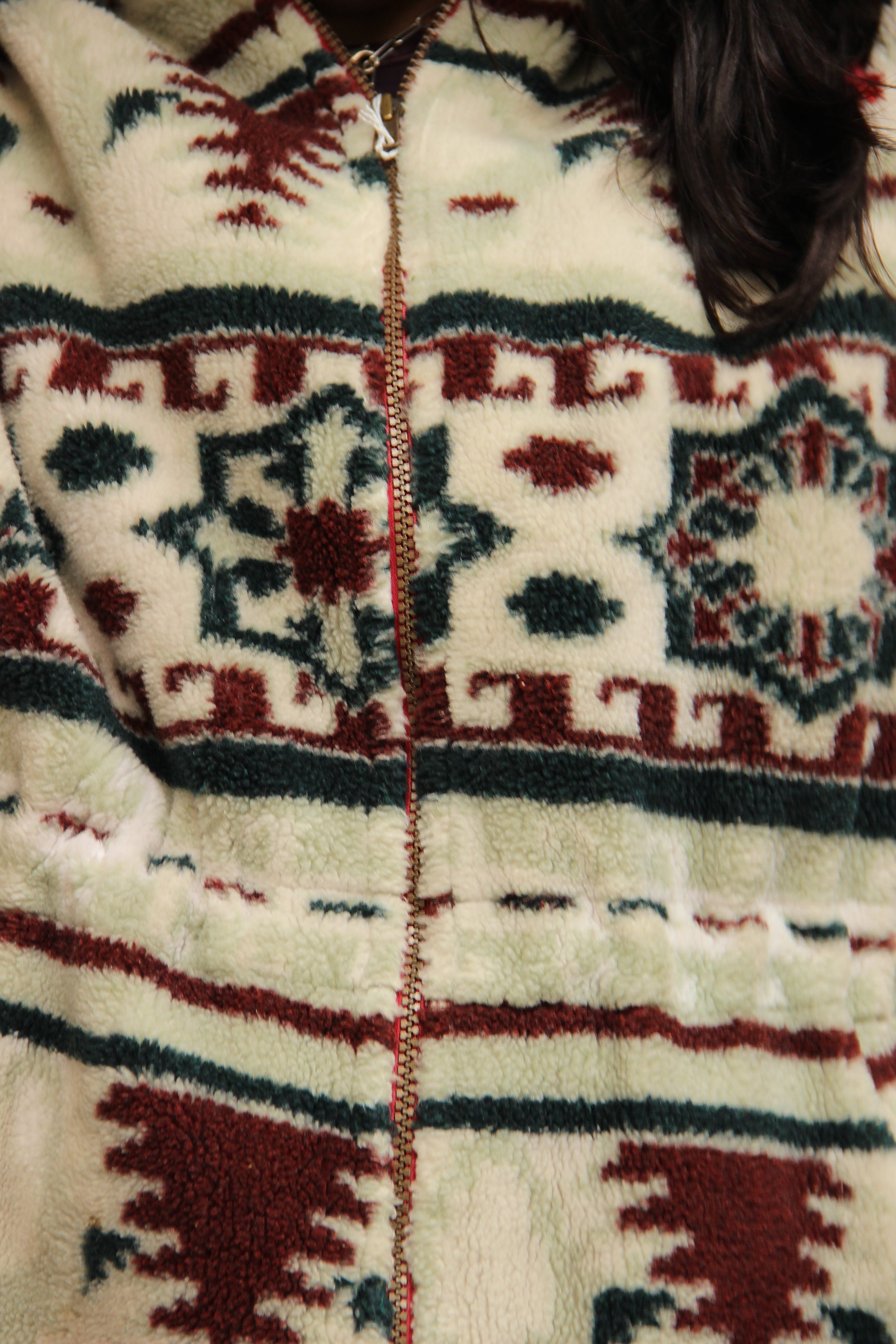 Vintage Men's funky chunky fleece hooded jacket (L)