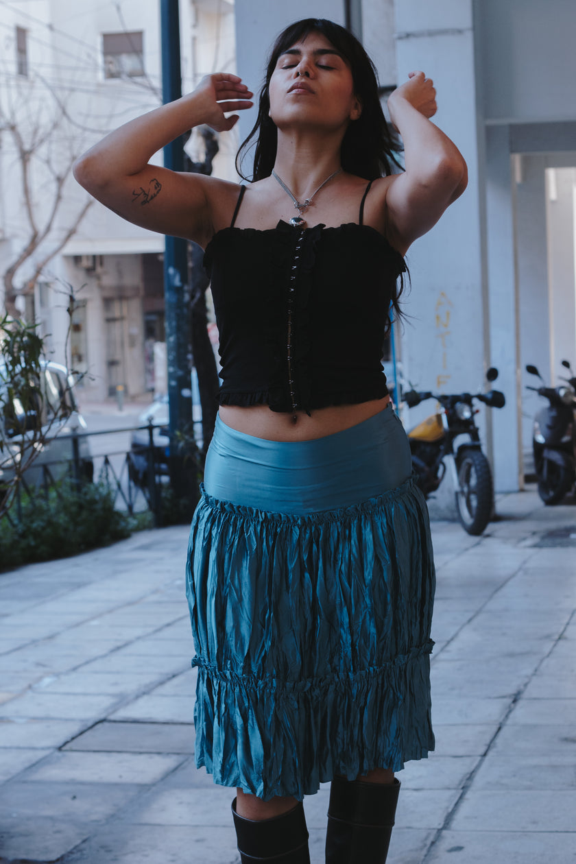 Stunning cinema silk satin skirt