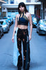 Thoughts reworked unique patchwork jeans