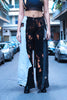 Thoughts reworked unique patchwork jeans