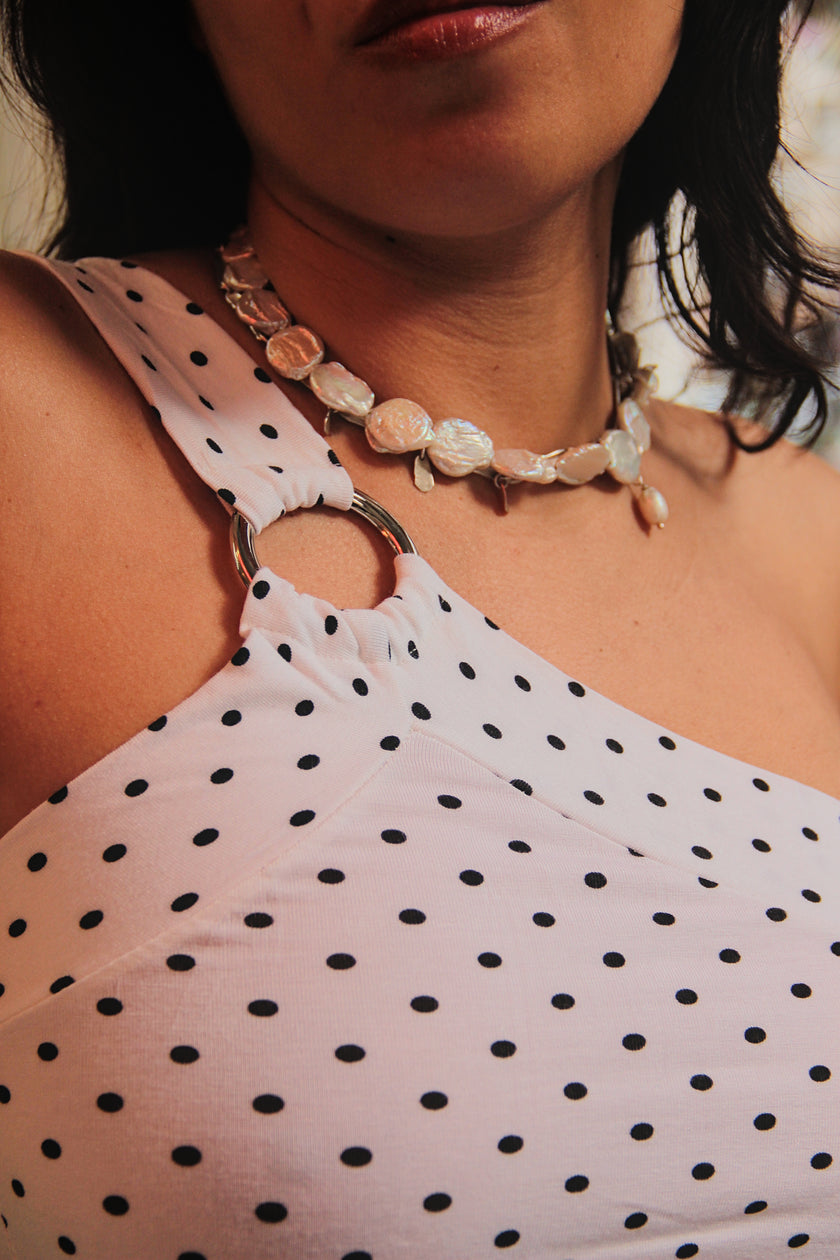 Super cute deadstock one shoulder polka dot top (S/L)