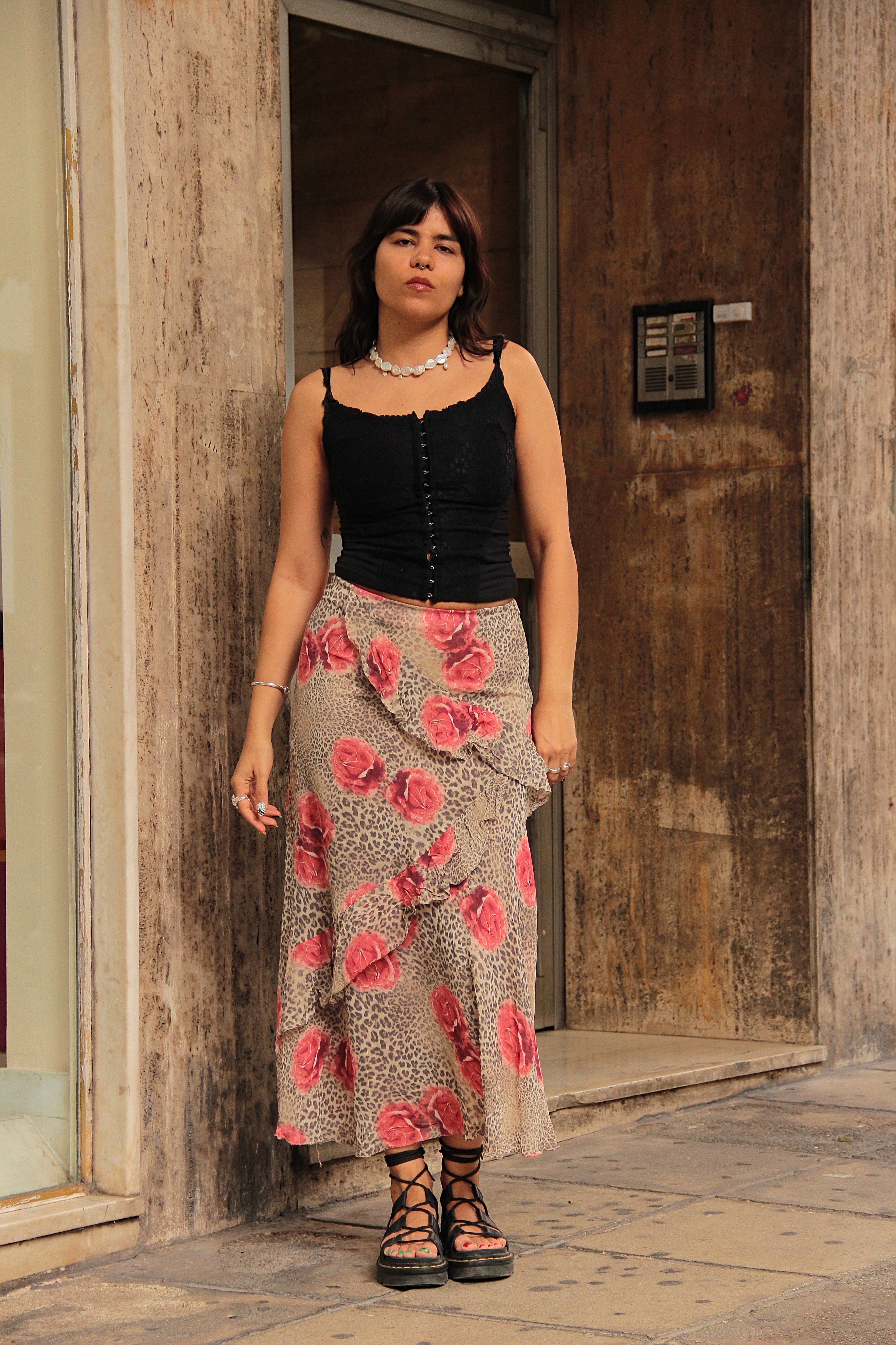 Stunning italian vintage maxi animal print skirt (M)