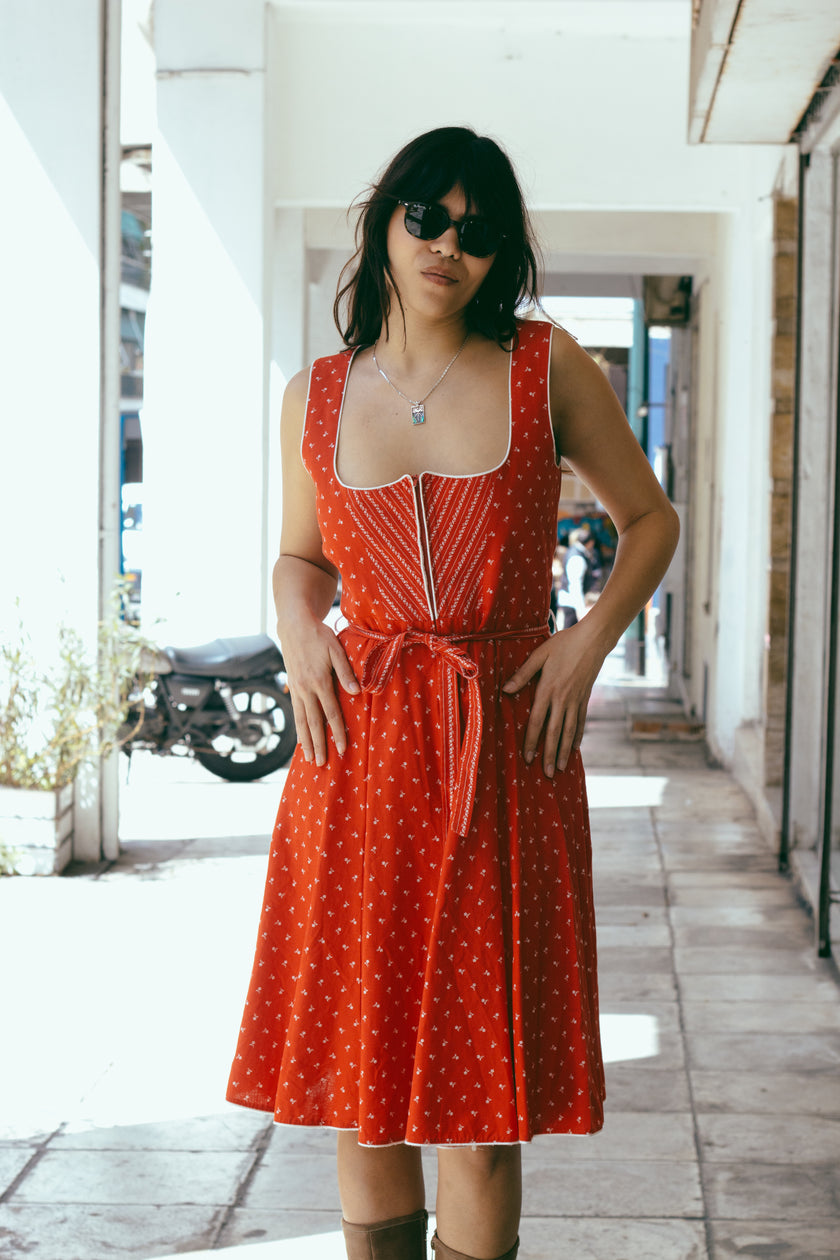 Super cute red vintage Dirndl dress