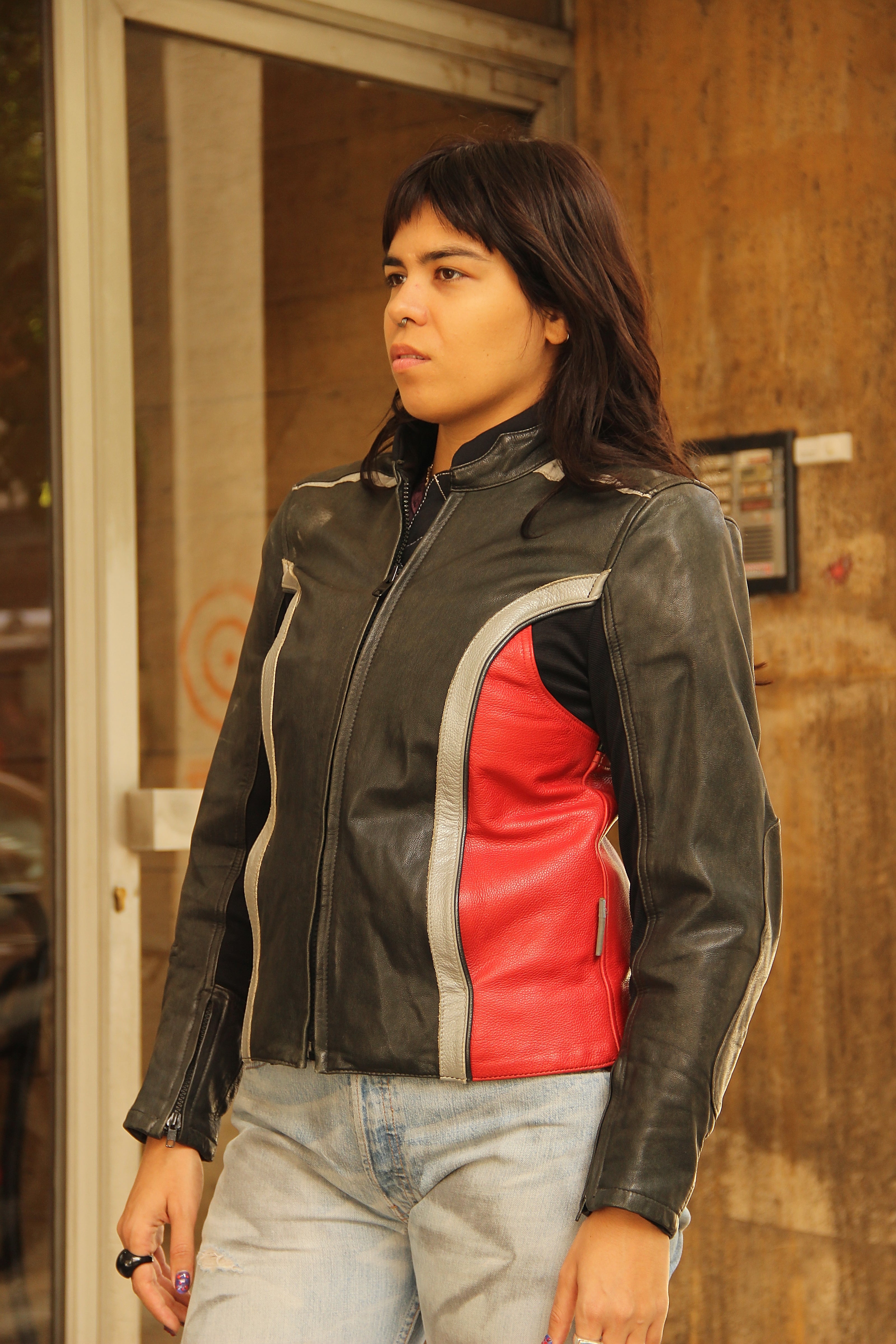 Vintage woman’s genuine leather motorcycle jacket (M)