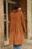 Vintage maxi leather coat with fur lining (L/XL)