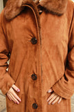 Vintage maxi leather coat with fur lining (L/XL)