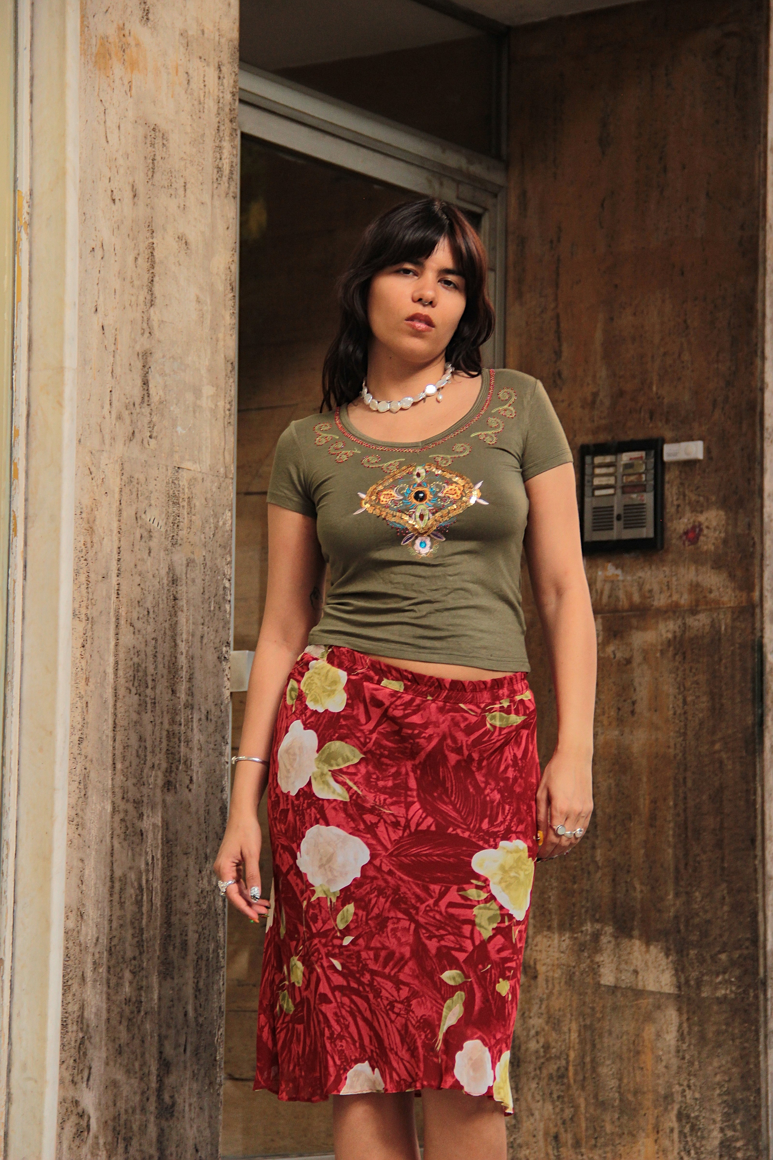 Vintage floral skirt (S)