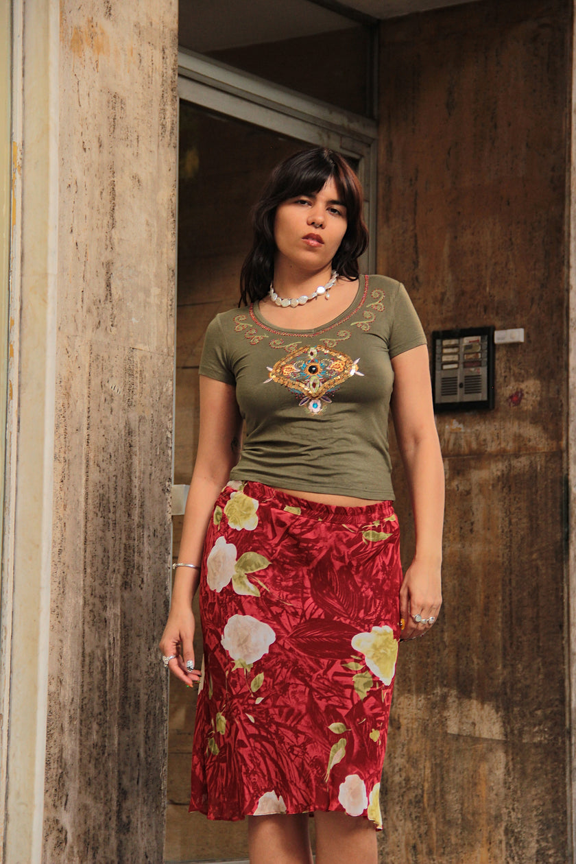 Vintage floral skirt (S)