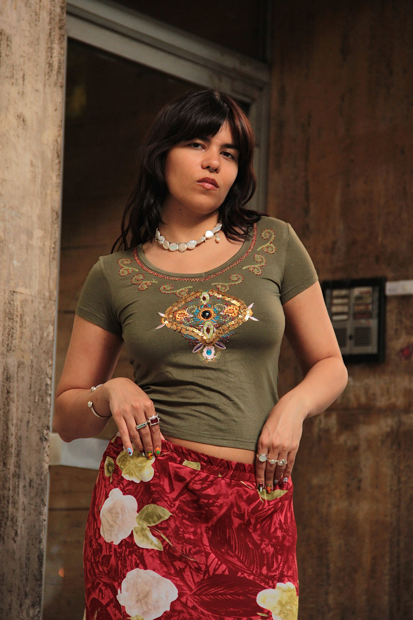 Vintage floral skirt (S)
