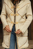 Vintage cream shearling lined coat with knit back & sleeves (M)