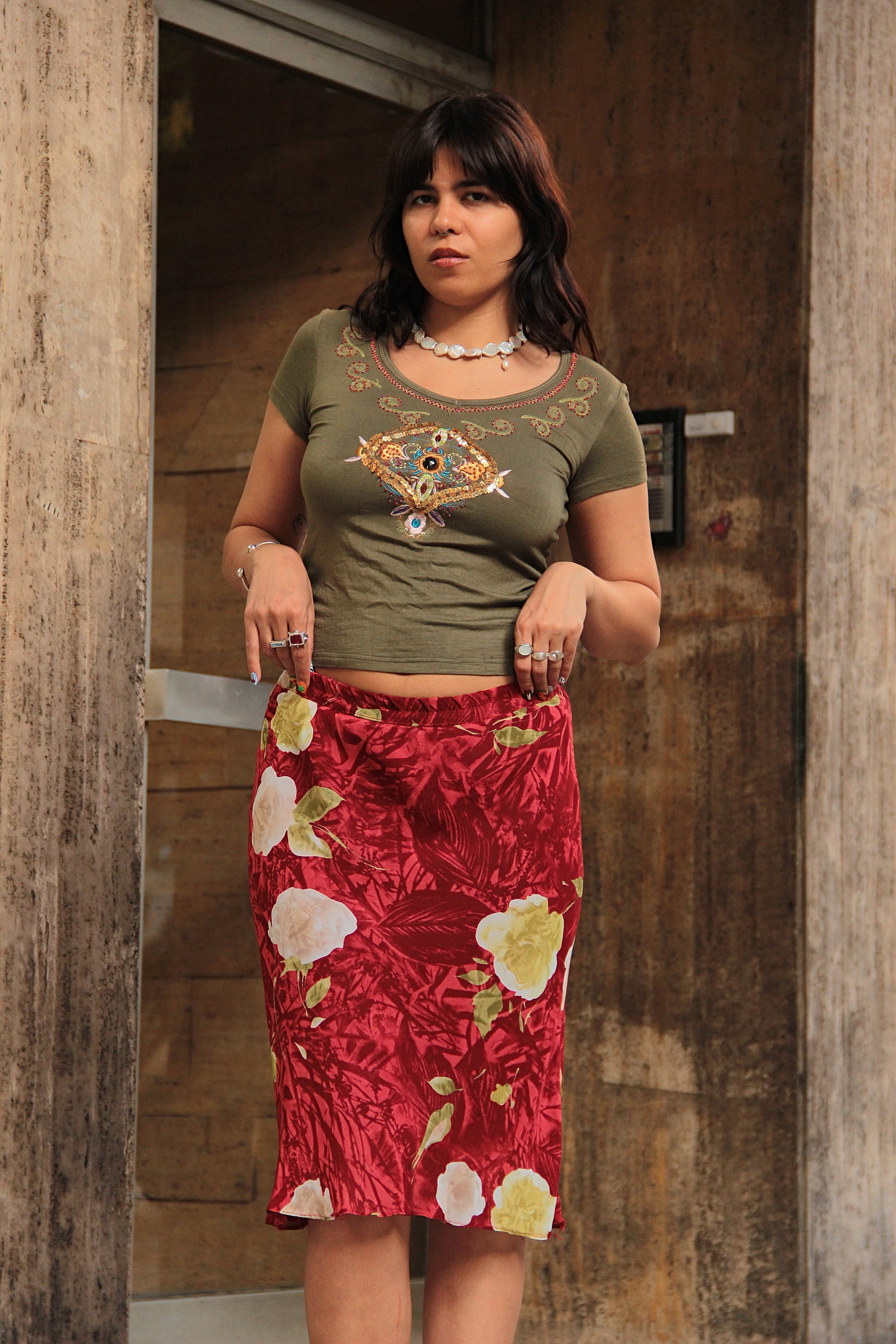 Vintage floral skirt (S)