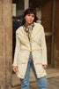 Vintage cream shearling lined coat with knit back & sleeves (M)