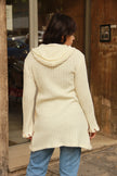 Vintage cream shearling lined coat with knit back & sleeves (M)