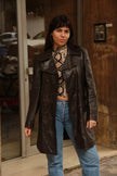 Vintage dark brown genuine leather jacket (M)