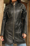 Vintage 90s style zipup genuine leather jacket (M/L)