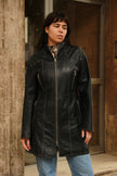 Vintage 90s style zipup genuine leather jacket (M/L)