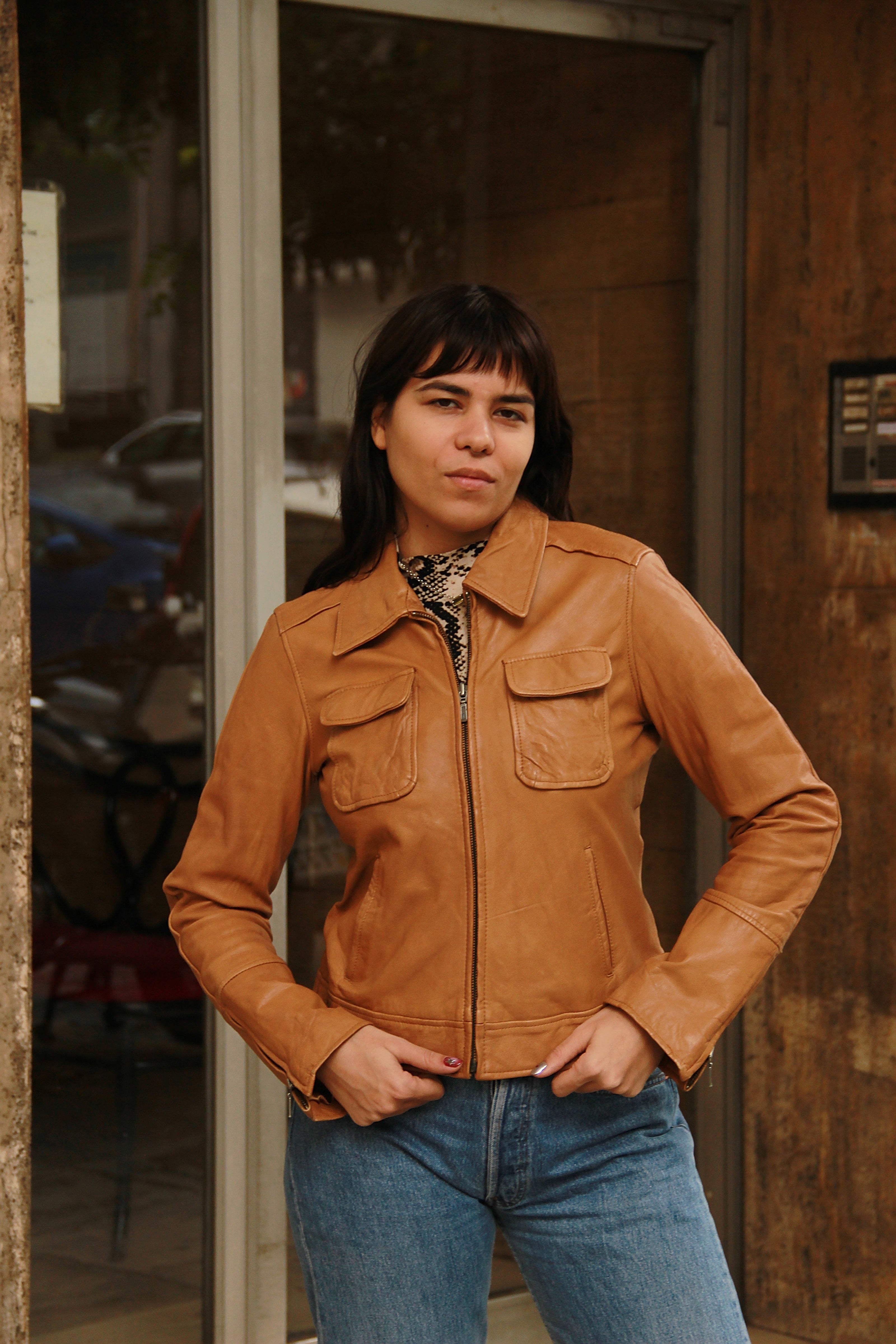 NAF NAF genuine leather jacket (S/M)