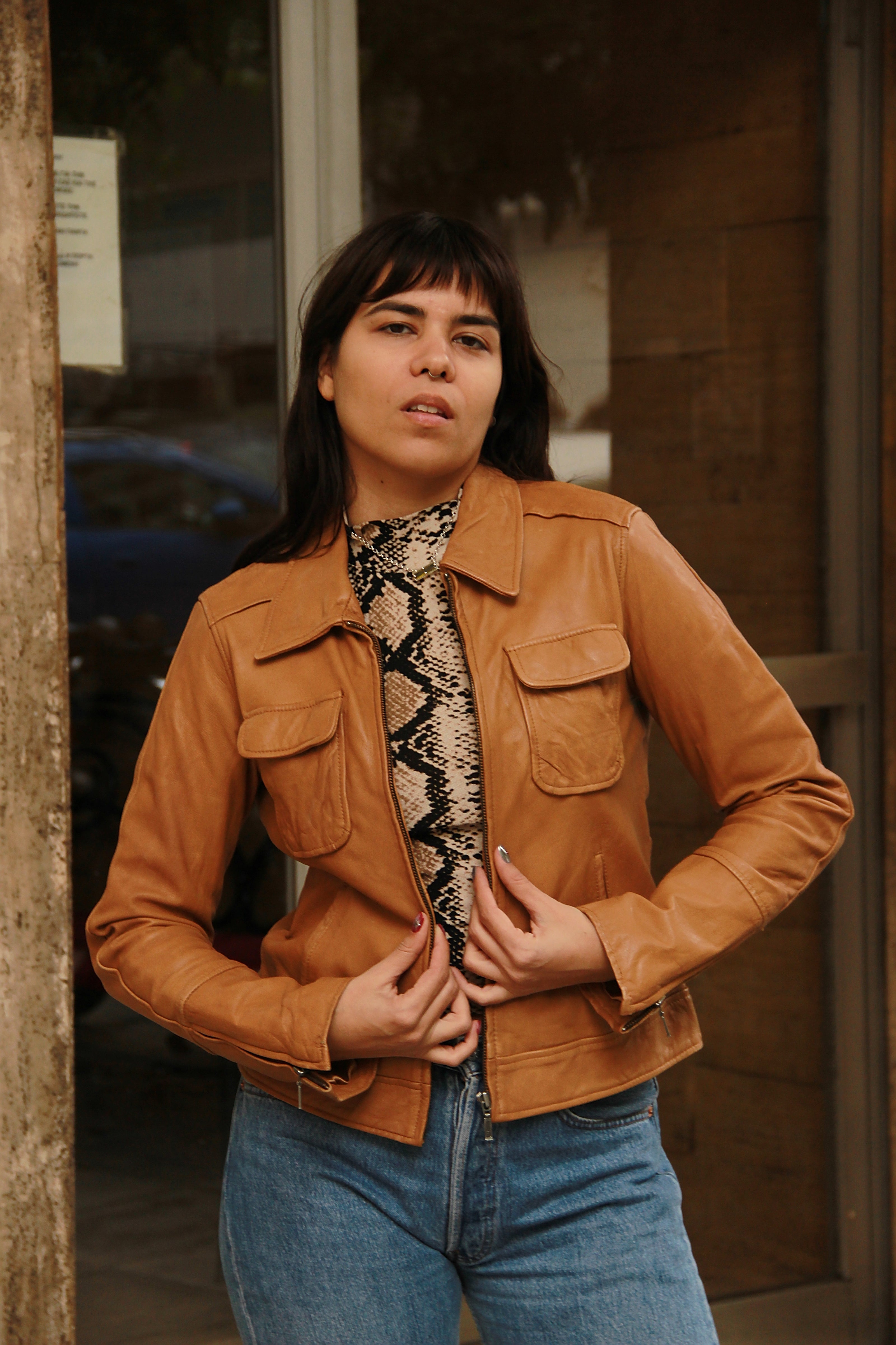 NAF NAF genuine leather jacket (S/M)