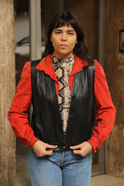 Vintage genuine leather & suede jacket (M)