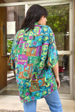 Vintage men's silk funky patterned shirt (L)