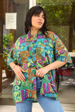 Vintage men's silk funky patterned shirt (L)