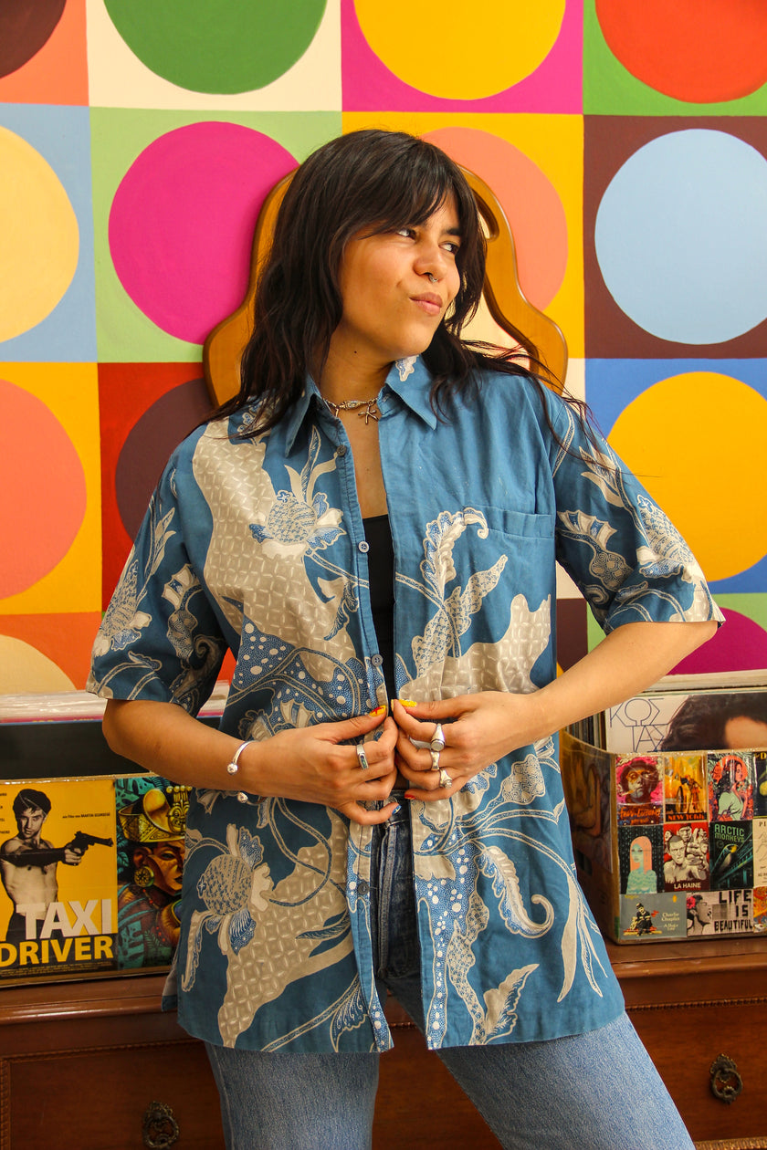Vintage Men's funky patterned shirt (M/L)