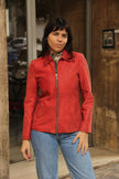 Vintage red genuine leather jacket (S/M)