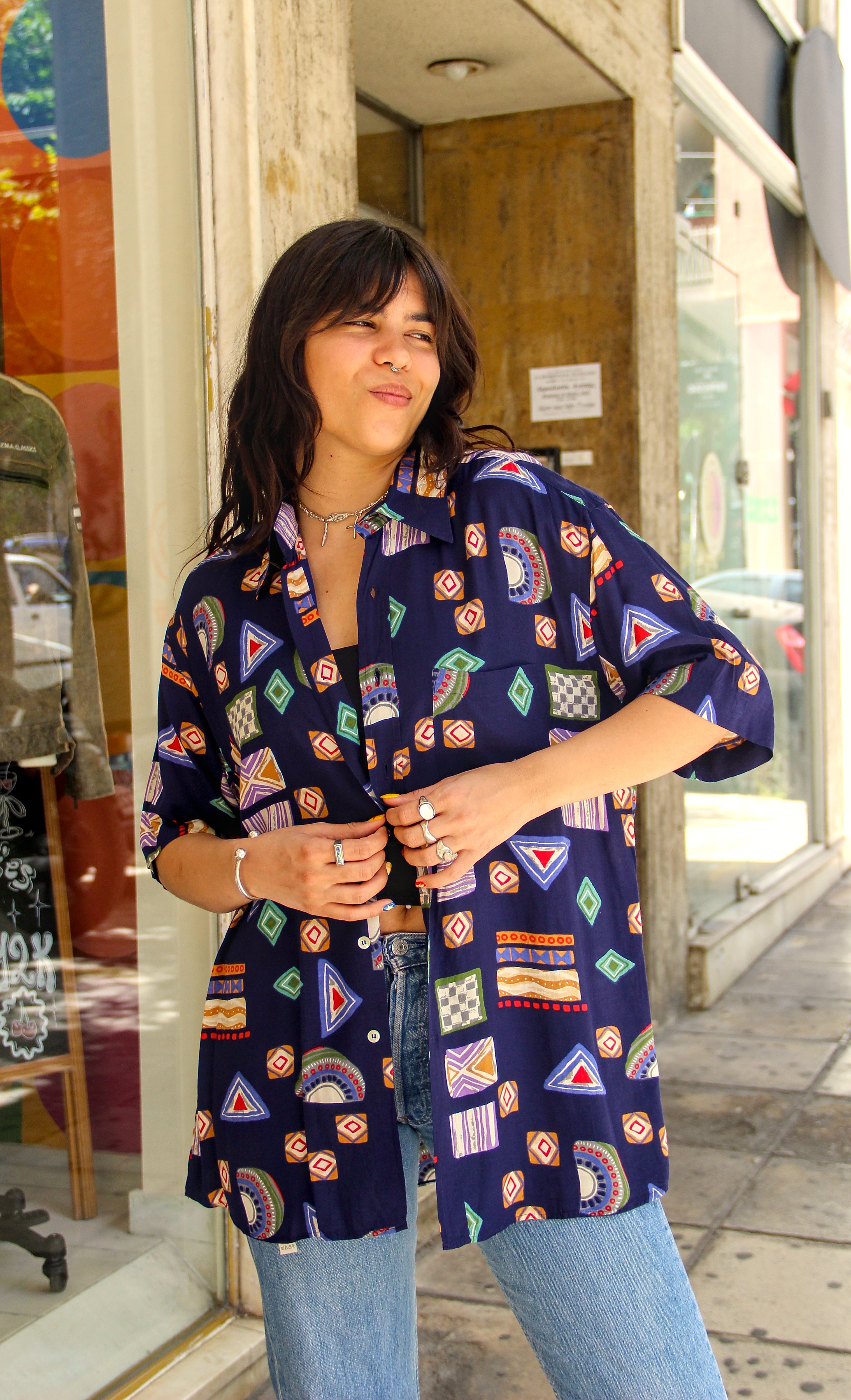 Vintage Men's Funky patterned shirt (L)