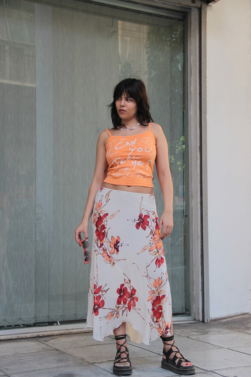 Vintage silk & viscose midi skirt (M)