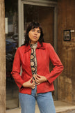 Vintage red genuine leather jacket (S/M)