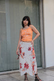 Vintage silk & viscose midi skirt (M)
