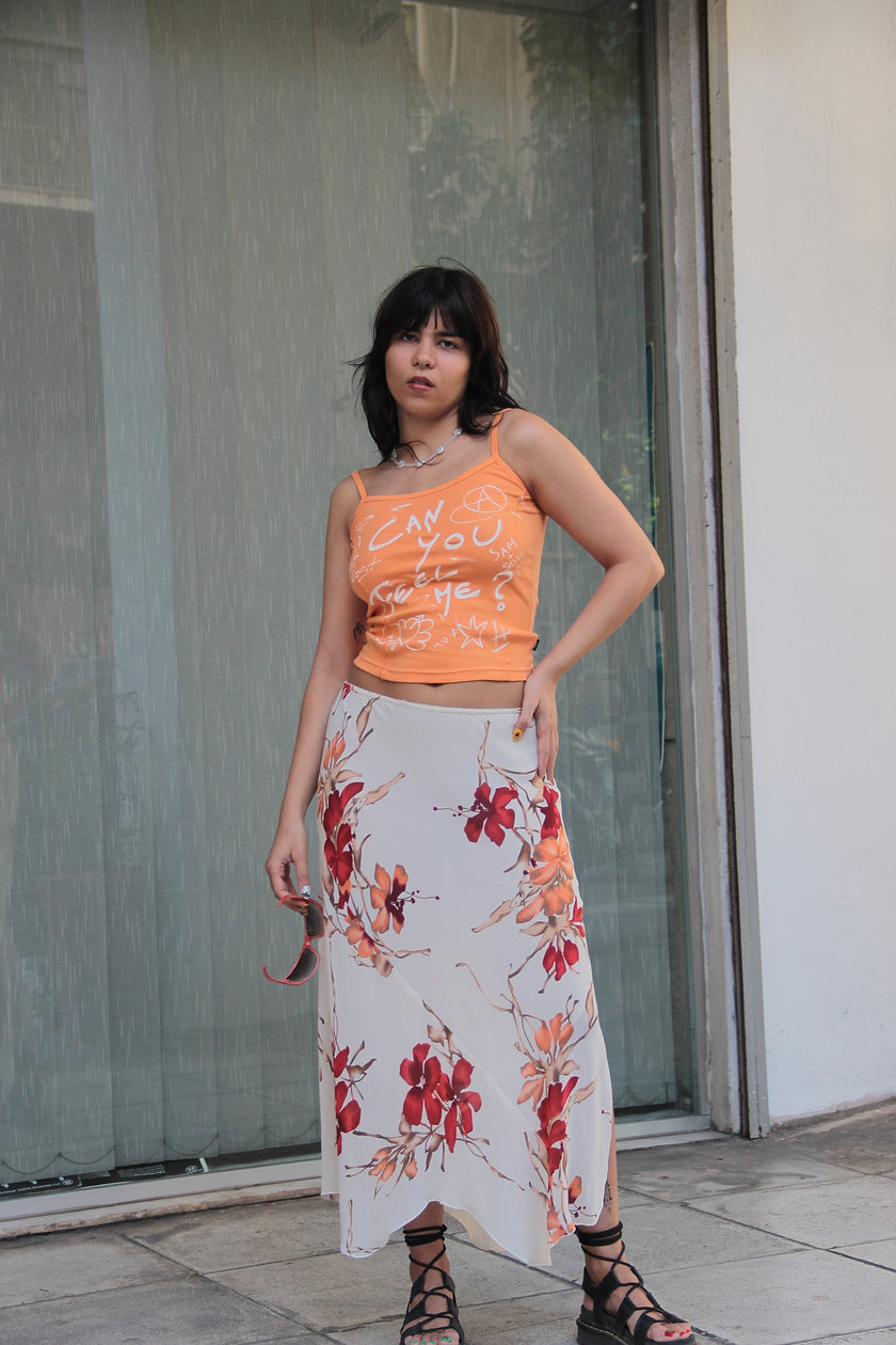 Vintage silk & viscose midi skirt (M)