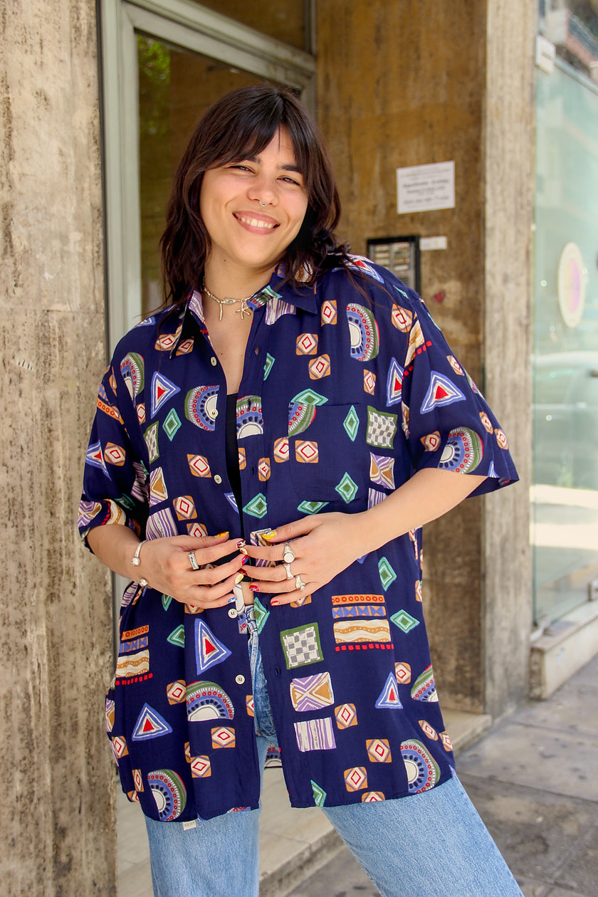 Vintage Men's Funky patterned shirt (L)