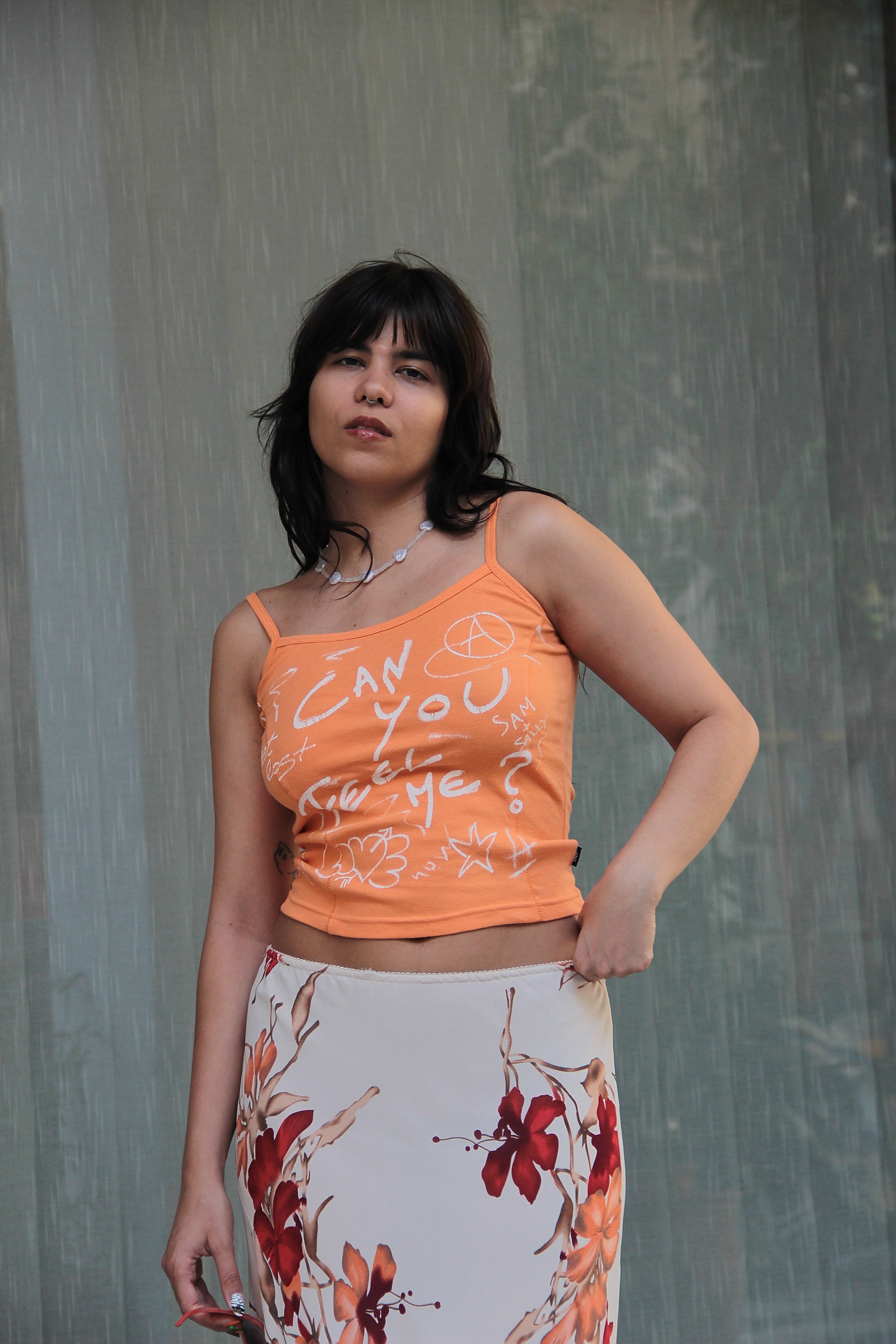 Vintage silk & viscose midi skirt (M)