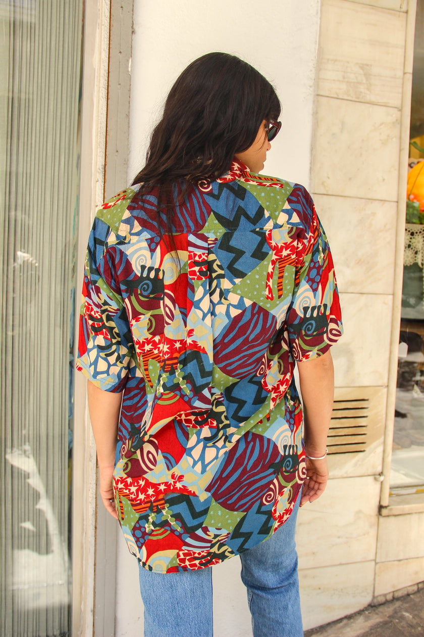 Vintage Men's funky patterned shirt (M)