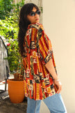 Vintage Men's funky patterned shirt (XL/2XL)